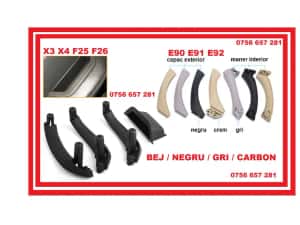 Maner Usa Bmw Capac Interior X3 F25 X4 F26 E90 E91 Bej Negr Gri Carbon — miniatura 9