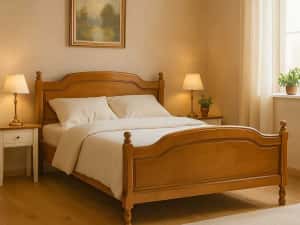 Pat Ileana din lemn masiv de fag, culoare stejar, 120x200 cm