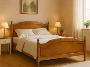 Pat Ileana din lemn masiv de fag, culoare stejar, 120x200 cm — miniatura 9