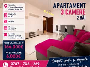 Apartament 3 camere | 89 mp | 2 băi | Primera Residence