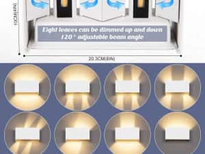Pachet NOU de 4 aplice LED de perete  interior/exterior, 24 W fascicul luminos reglabil în sus și în jos, lămpi LED,  3000 K, IP65, Impermeabile — miniatura 2