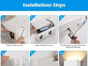 Pachet NOU de 4 aplice LED de perete  interior/exterior, 24 W fascicul luminos reglabil în sus și în jos, lămpi LED,  3000 K, IP65, Impermeabile — miniatura 5