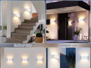 Pachet NOU de 4 aplice LED de perete  interior/exterior, 24 W fascicul luminos reglabil în sus și în jos, lămpi LED,  3000 K, IP65, Impermeabile — miniatura 6