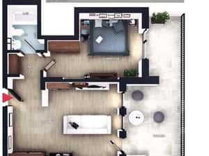 Apartament 2 camere, decomandat, CF, terasa, parcare subterana, boxa — miniatura 3