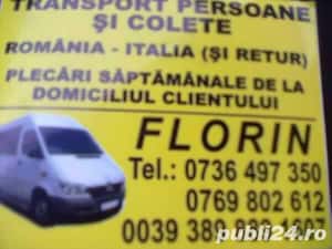 Transport persoane si colete Romania-Itaia&retur