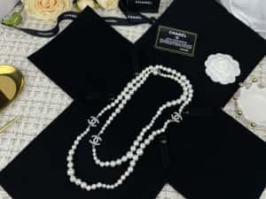 Colier Chanel cu perle artificiale si logo-ul emblematic CC ! — miniatura 8