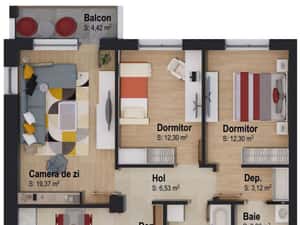 Apartament cu 3 camere în proiectul Victory