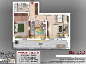 N. Grigorescu 2 camere 60 mp + terasa 17 mp mutare rapida — miniatura 4