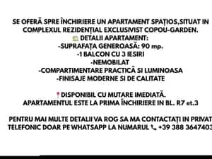 Apartament 3 camere, Iasi spre chirie Copou — miniatura 3