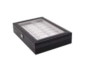 Cutie Pentru 6 / 10 / 12 /18 Ceasuri Piele Ecologica Capac Transparent — miniatura 4
