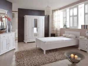 Pat matrimonial din lemn masiv Seby, alb, 160x200 cm — miniatura 3