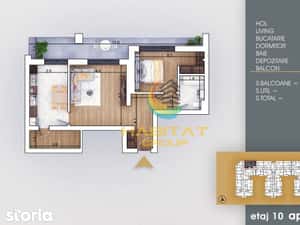 Pallady 2 camere decomandat 81 mp la 8 minute metrou N.Teclu — miniatura 4