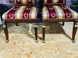 Set 2 Scaune Empire  Vintage Lemn Masiv Bronz Antic — miniatura 2