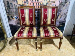 Set 2 Scaune Empire  Vintage Lemn Masiv Bronz Antic — miniatura 6