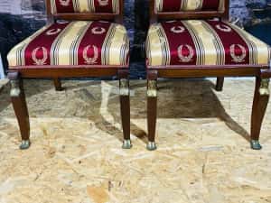 Set 2 Scaune Empire  Vintage Lemn Masiv Bronz Antic — miniatura 7