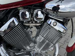 YAMAHA VIRAGO 535 CROM COBURI PIELE LATERALE incalzire mansoane anvelope noi colorit deosebit+saua custom servisata 2025 cu factura 43 cai permis A2 — miniatura 4