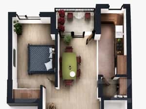 Apartament 2 camere, decomandat, balcon, CF, parcare, boxa, Zona Vivo — miniatura 4