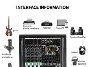 Mixer audio activ amplificat 2 x 450W RMS, 99 Efecte, Bluetooth, USB — miniatura 8