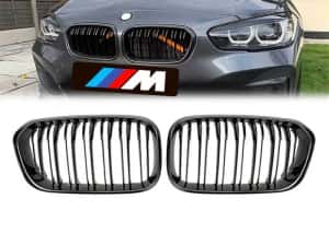 Set 2 grile duble M negru BMW Seria 1 facelift F20 F21 2015-2019