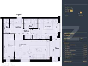 Apartament cu 2 camere si 2 bai, Smart Home, 60 mp - Complex Rezidenti — miniatura 3