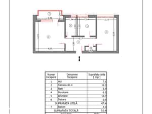 Zona Tribunalului- apartament decomandat cu 2 camere pretabil firma — miniatura 3
