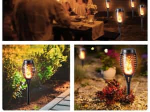 Set 5 lampi solare efect flacara pentru gradina stil torta51,5 cm IP65 — miniatura 4