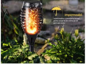 Set 5 lampi solare efect flacara pentru gradina stil torta51,5 cm IP65 — miniatura 5