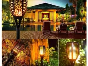 Set 5 lampi solare efect flacara pentru gradina stil torta51,5 cm IP65 — miniatura 7