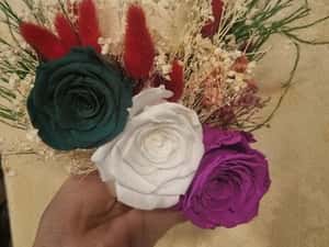 Lumanare botez cu flori naturale conservate — miniatura 7
