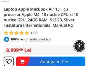 MacBook Air 15"/ M4/ 24gb Ram/ 512 SSD/ garantie/ SIGILAT — miniatura 2