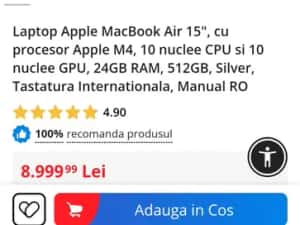 MacBook Air 15"/ M4/ 24gb Ram/ 512 SSD/ garantie/ SIGILAT — miniatura 8