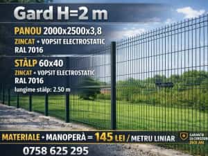 Constructie gard /gri antracit/ H2m fir 4mm   140 lei m.l  / firma — miniatura 3