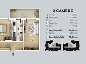 2 camere decomandat - Metrou Berceni (500m) - Finalizat / Acte gata! — miniatura 4