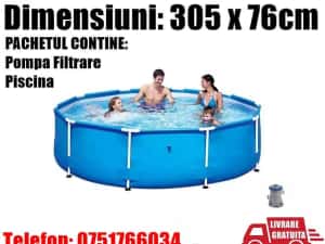 Piscina Bestway Familie Copii Rotunda Gradina Cadru Metal 305 x 76cm + POMPA FILTRARE APA + LIVRARE GRATUITA  DB — miniatura 4