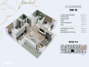 Apartament modern,finisaje noi-3 camere, zona excelenta,metrou Berceni — miniatura 6