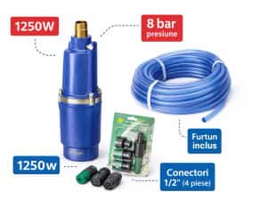 Pompa submersibila 1250W 8 bar + furtun irigatii + accesorii — miniatura 7