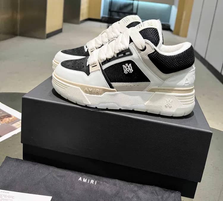 Adidasi Amiri MA-1 Low-Top Sneakers - Black / White Premium din Piele — fotografie 1 din 10