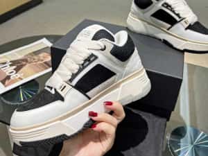 Adidasi Amiri MA-1 Low-Top Sneakers - Black / White Premium din Piele — miniatura 7
