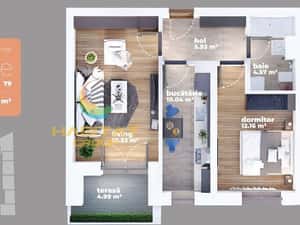 L.Rebreanu 2 camere decomandat 56 mp vis-a-vis AUCHAN TITAN — miniatura 4