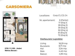 Metrou Berceni zona noua - garsoniera cu bucatarie patrata — miniatura 3