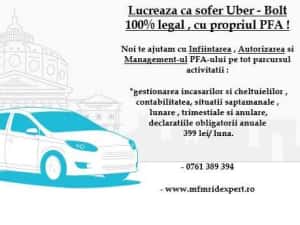Infiintare PFA Uber Bolt , gestionare activitate ridesharing Craiova — miniatura 1