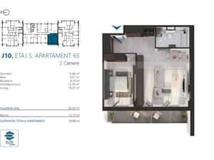 Apartament cu 2 camere, 62 mp, Ansamblu Rezidential, zona RIVUS — miniatura 3