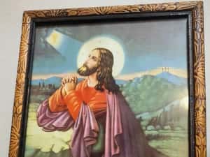 Icoana veche religios Iisus Hristos– RAMĂ DEOSEBITĂ sculptată autentic — miniatura 2