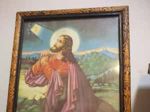 Icoana veche religios Iisus Hristos– RAMĂ DEOSEBITĂ sculptată autentic — miniatura 4