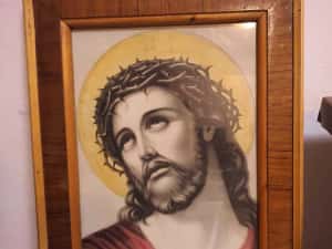 Icoana veche religios Iisus Hristos– RAMĂ DEOSEBITĂ sculptată autentic — miniatura 6