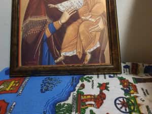 Icoana veche religios Iisus Hristos– RAMĂ DEOSEBITĂ sculptată autentic — miniatura 8