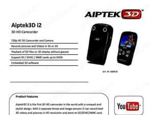 Ramă foto digitală 3D Aiptek3D P8 + Camera video 3D Aiptek3D i2 — miniatura 6