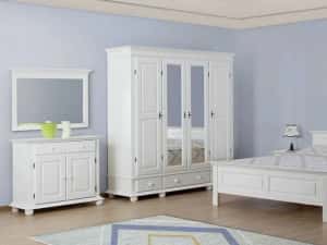 Set mobila dormitor Seby 4, lemn masiv, alb, clasic — miniatura 9