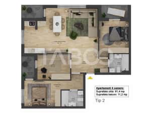COMISION 0 Apartament 91 mpu 4 camere si LOC PARCARE Doamna Stanca — miniatura 4