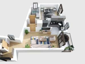 Centrul Capitalei, apartament cu 2 bai, etaj superior ! — miniatura 4